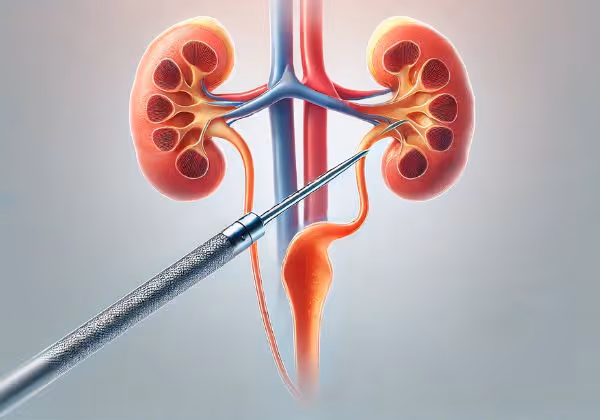 কিডনি পাথরের চিকিত্সার জন্য ইউরেটারে ঢোকানো ইউরেটেরোস্কোপ সহ ইউরেটেরোস্কোপি পদ্ধতি
