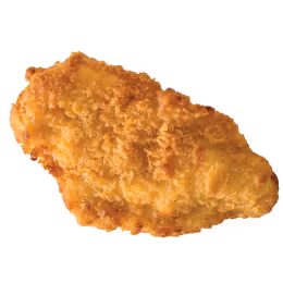 Single piece of crispy fried chicken tender.