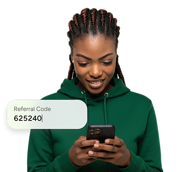 a woman holding a phone