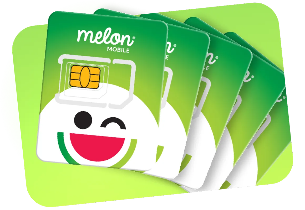 a group of green and white sim cards