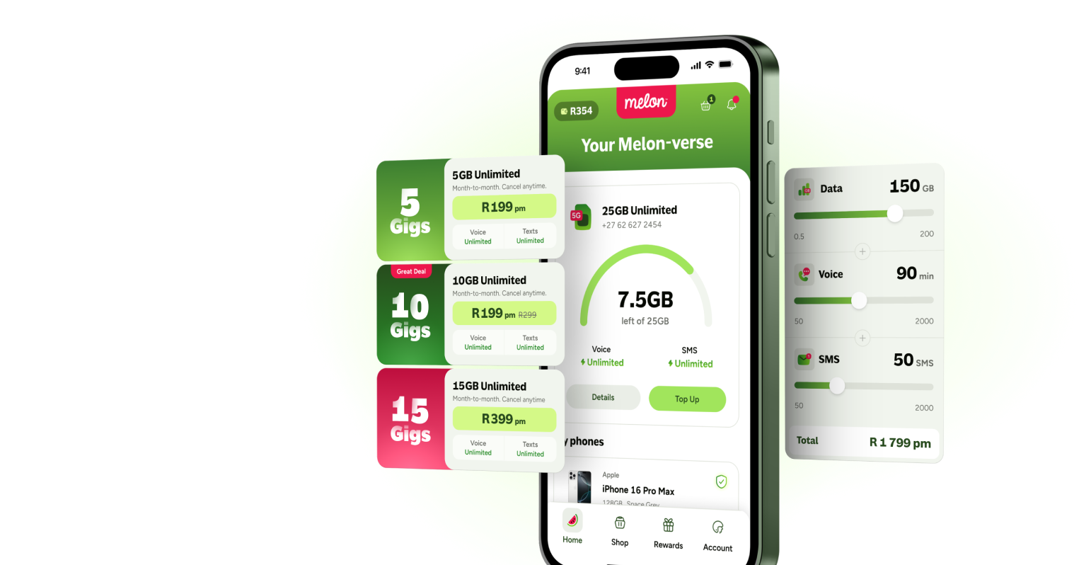 layered image of melon mobile's mobile app