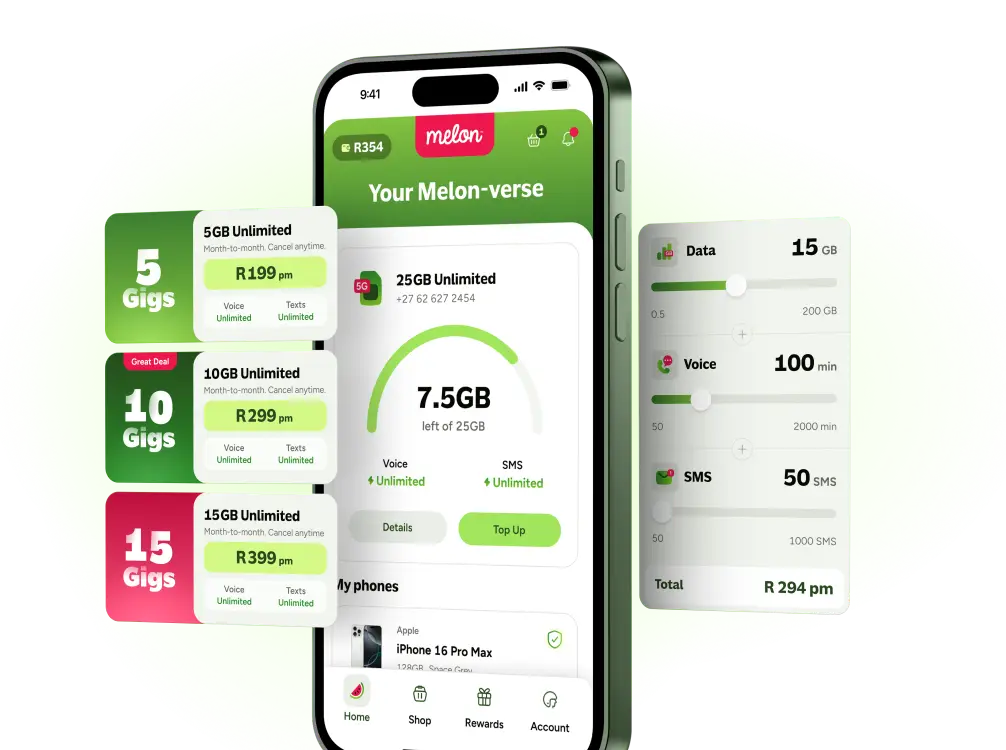 layered image of melon mobile's mobile app