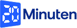 Logo with digital-style number '20' followed by the word 'Minuten' in blue text.