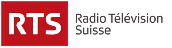 Logo with white letters 'RTS' on a red background and the text 'Radio Télévision Suisse' beside it.
