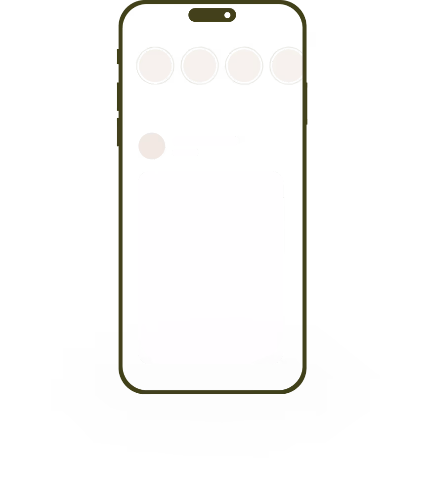 Mobile phone screen showing a social media app named Community with a post featuring a close-up photo of green plant leaves in a blue pot and user icons at the top.