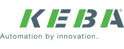 KEBA-Firmenlogo mit dem Slogan „Automation durch Innovation“.
