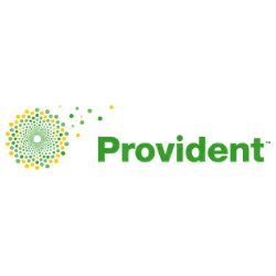Provident logo with a circular green design made of airborne dots to the left of the word 'Provident' in green text.