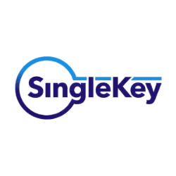 SingleKey logo with stylized key design incorporating the brand name.
