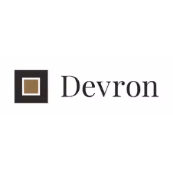 Devron company logo with a square icon featuring a smaller centered square inside.