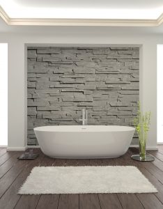 Modern Bathroom interior with stone wall