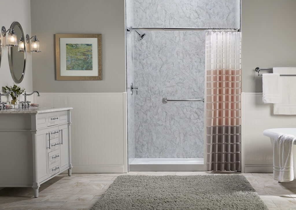 Walk-in shower inside luxury bathroom