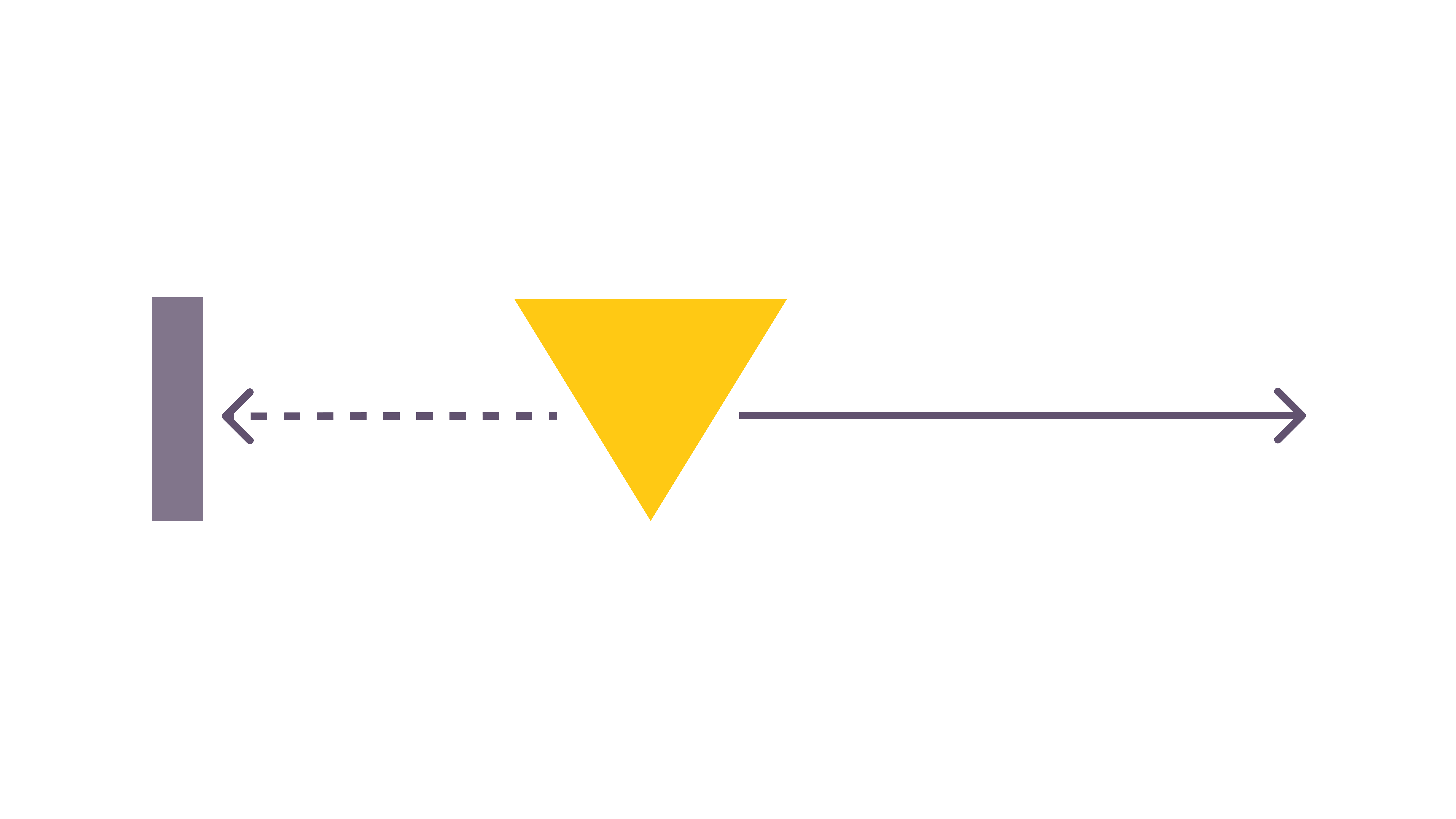 Abstract yellow triangle marking a turning point, representing the decision between using retrospective data and conducting prospective validation.
