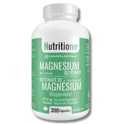 Nutritionn ottle of Nutritionn Magnesium Glycinate supplement with 300 capsules, providing elemental magnesium for nutritional support. 