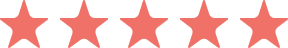Five solid red stars in a horizontal row representing a five-star rating.