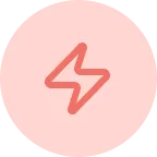 Icon of a bar chart with four vertical bars of varying heights inside a rounded square, on a pink circular background.
