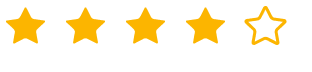 Four solid gold stars followed by one outlined gold star representing a 4 out of 5 star rating.