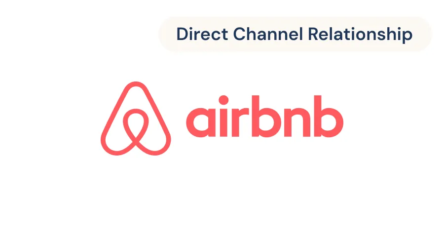 Airbnb logo with the label Direct Channel Relationship above it on a white background.