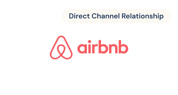 Airbnb logo with the text 'Direct Channel Relationship' above it.