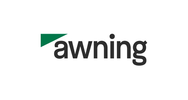 Awning logo with stylized green triangular accent over letter 'a'.