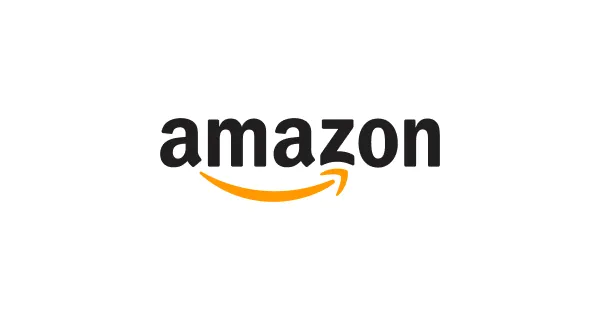 Amazon company logo with a black wordmark and an orange curved arrow resembling a smile.