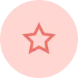 Red star icon centered on a light pink circular background.