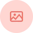 Icon of a photo with mountains and a sun inside a circle on a pink background.