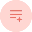 Icon with three horizontal lines and a sparkle symbol inside a pink circle.