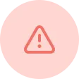 Red warning triangle with an exclamation point inside on a light pink circular background.