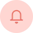 Red bell notification icon inside a light pink circle.