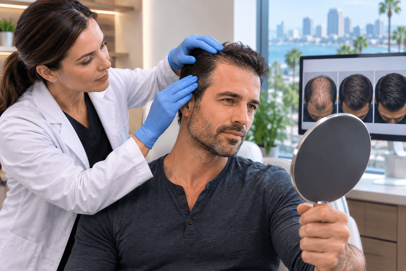San Diego hair implants candidacy consultation for receding hairline and thinning crown