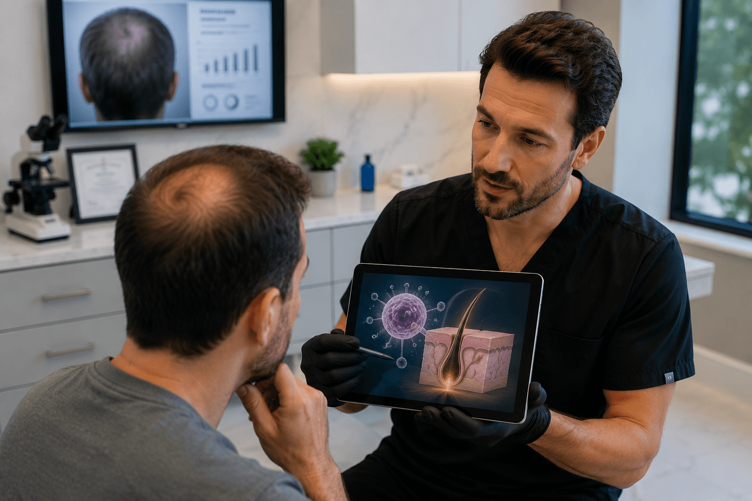 Regenerative PRP hair treatment consultation at a San Diego hair restoration clinic