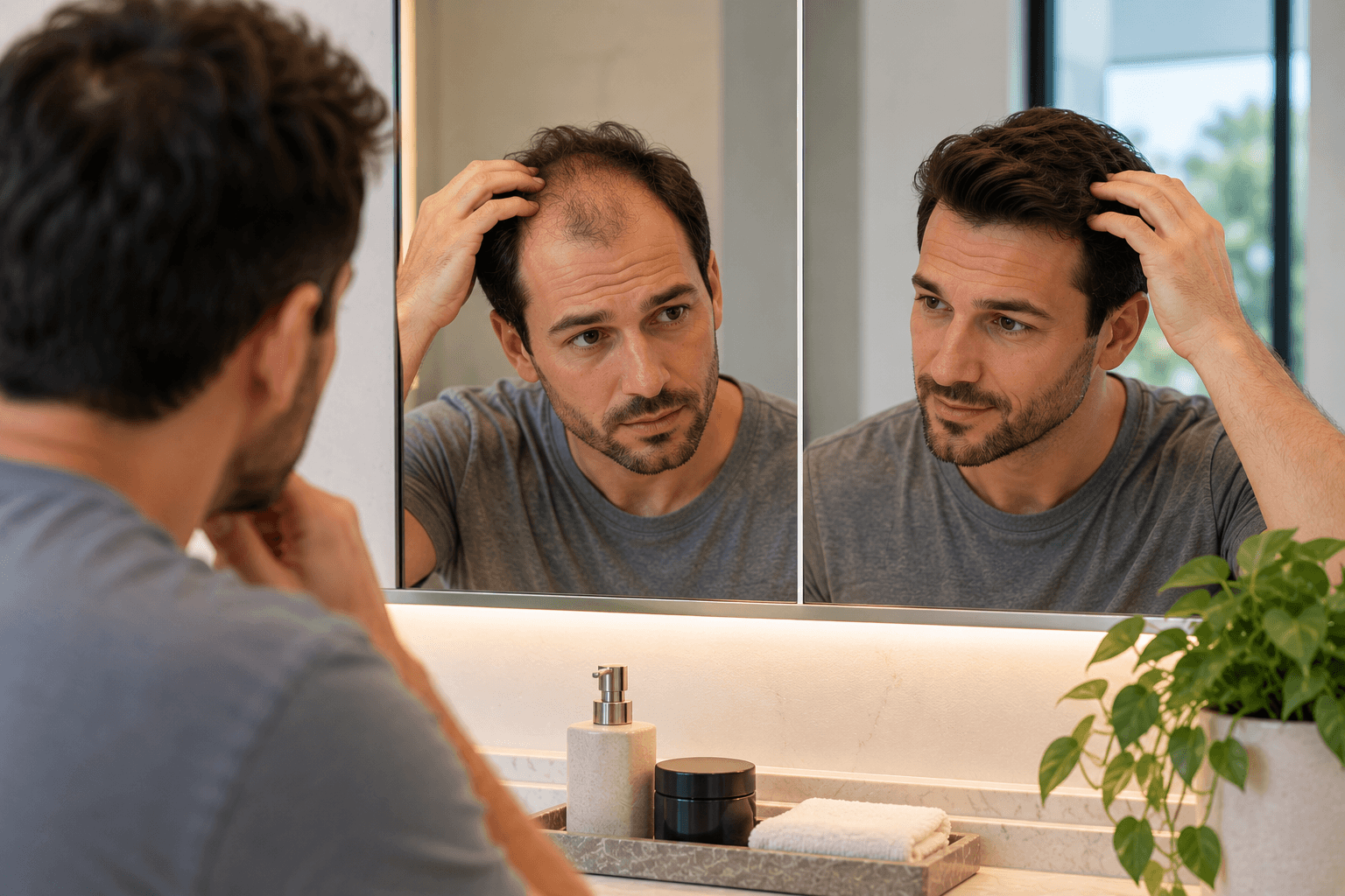 Hair transplant before and after results at a San Diego hair restoration clinic