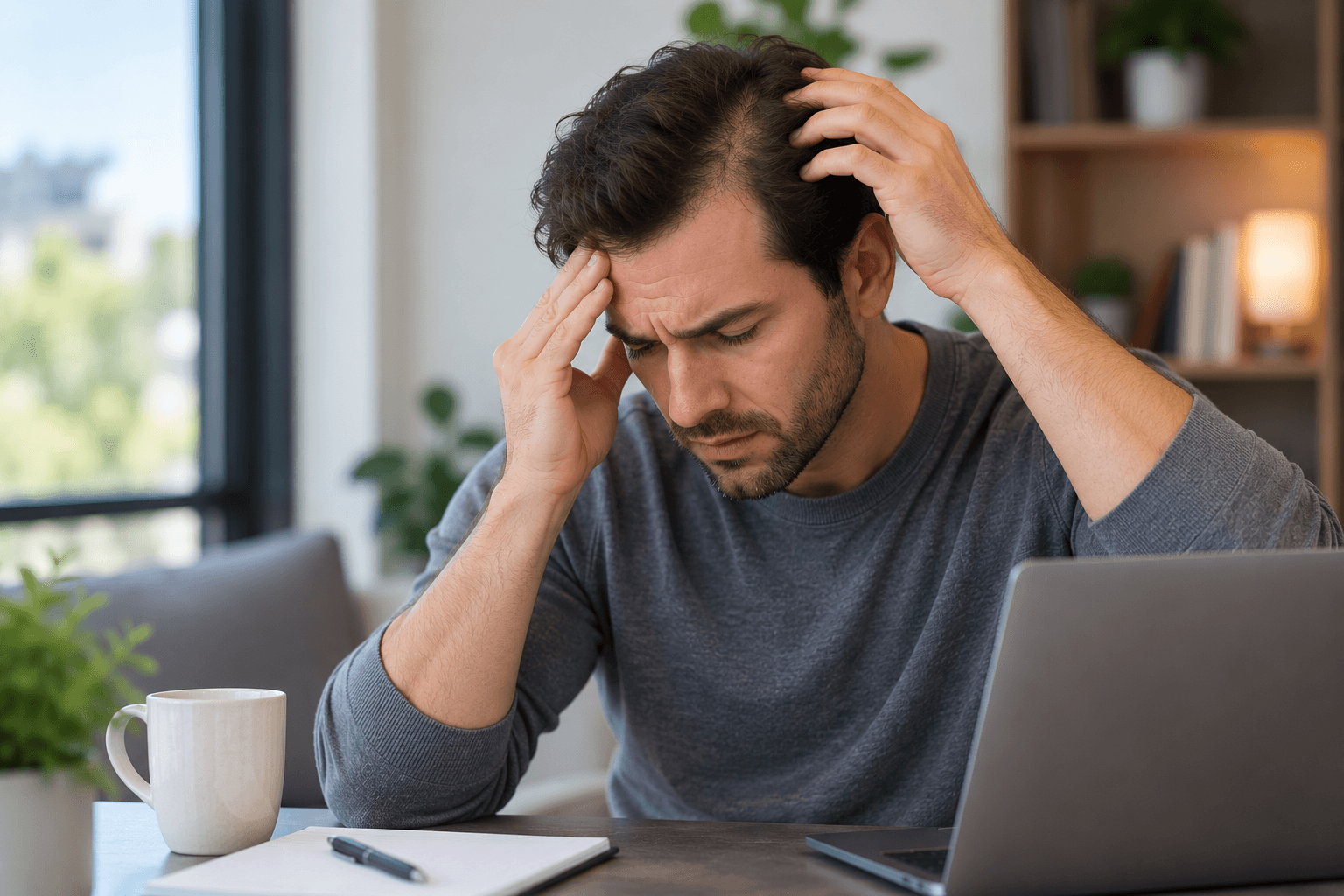 Scalp evaluation for hair loss and tension symptoms at a San Diego hair restoration clinic