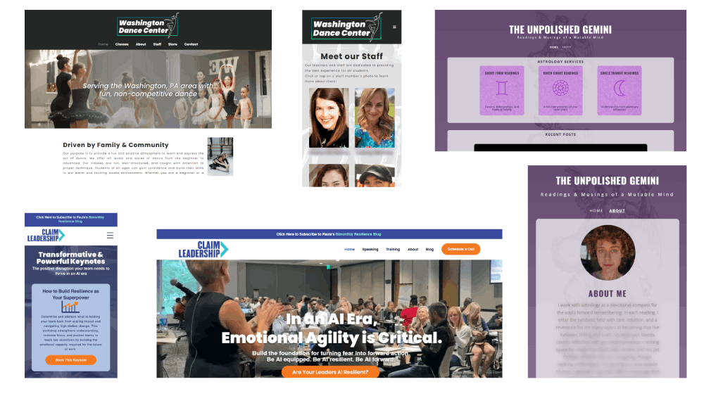 screenshot of a custom-built website