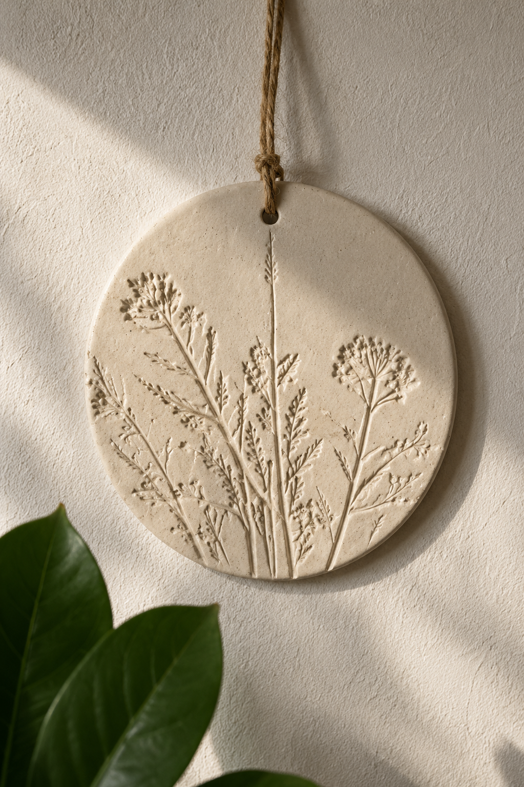 Recogí estas flores durante un paseo y las utilicé para dejar su huella sobre la arcilla fresca. Me gusta pensar que conservan un pequeño fragmento de aquel día. Ahora cuelga en la pared como un recuerdo silencioso. Se lo dedico a @campolibre, por compartir conmigo tantas caminatas y conversaciones inolvidables.