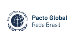 Logotipo Pacto Global da ONU Rede Brasil com globo e ramos de oliveira.