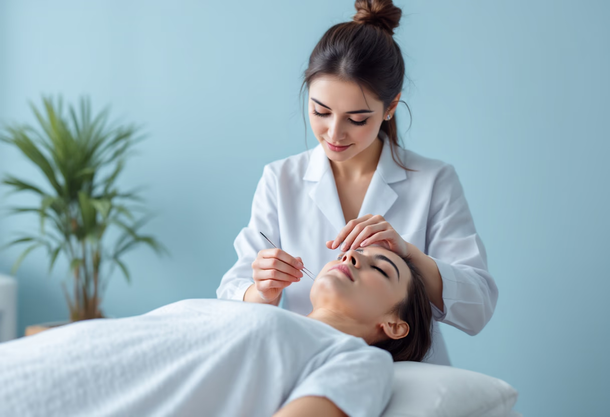 image of acupuncture specialist at work