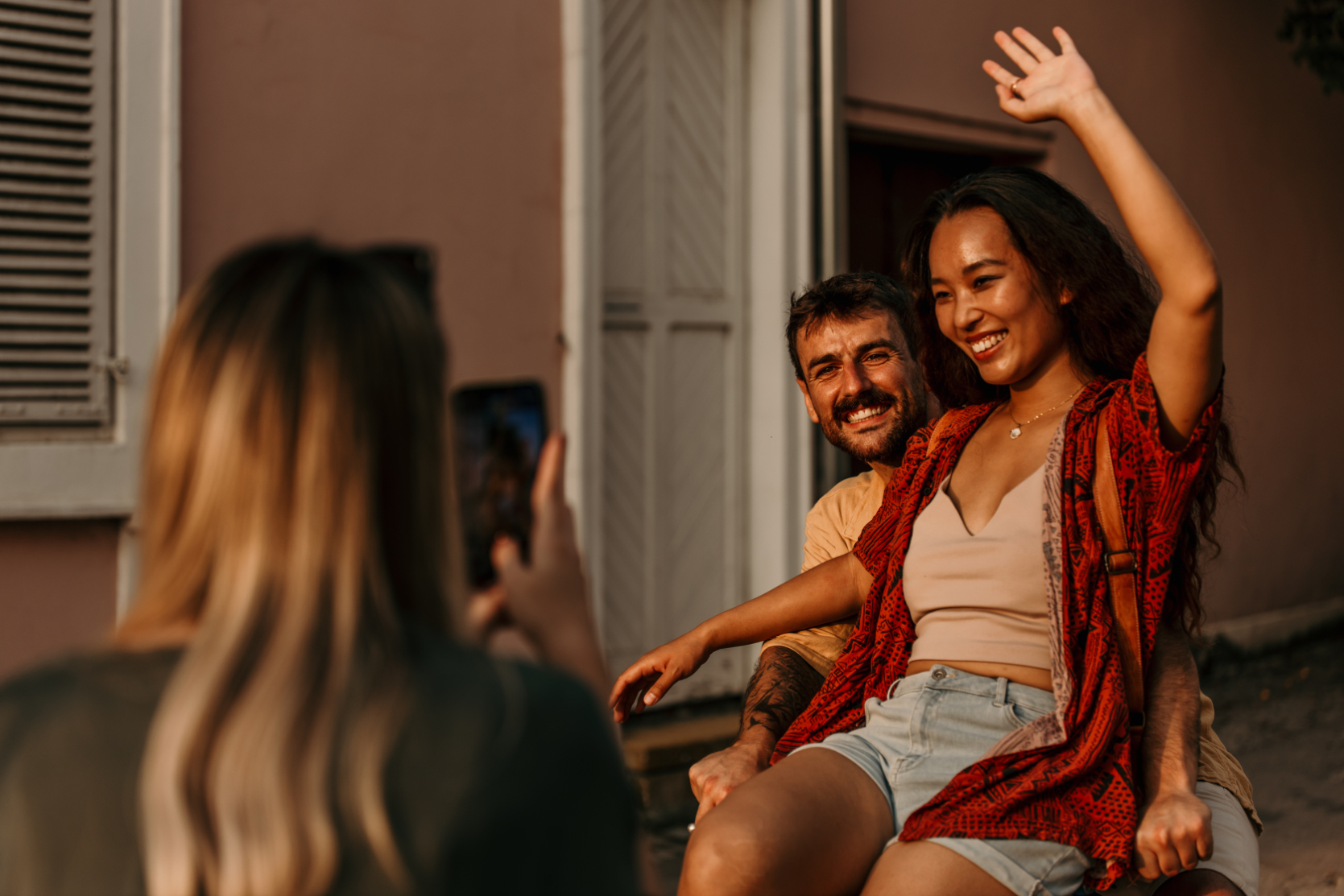 Friends posing for picture stock image