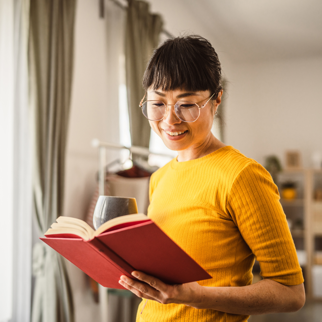 Woman reading book stock image