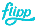 Stylized teal script text reading 'flipp' on a white background.