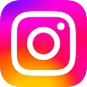 Instagram app icon with white camera outline on a gradient pink, orange, and purple background.