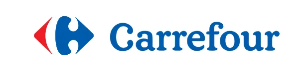 Carrefour logo with stylized blue C and red shapes.