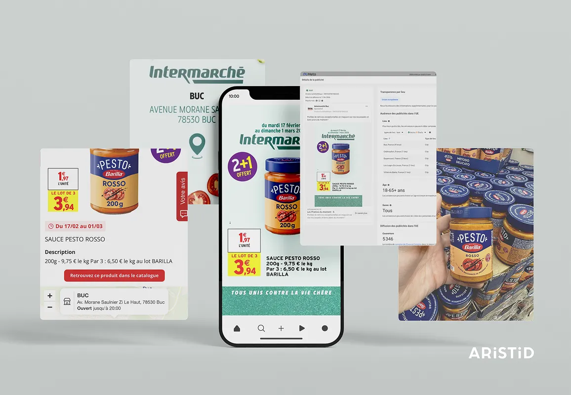 ARISTID promotional campaign UI screenshot illustrating a retail marketing feature.