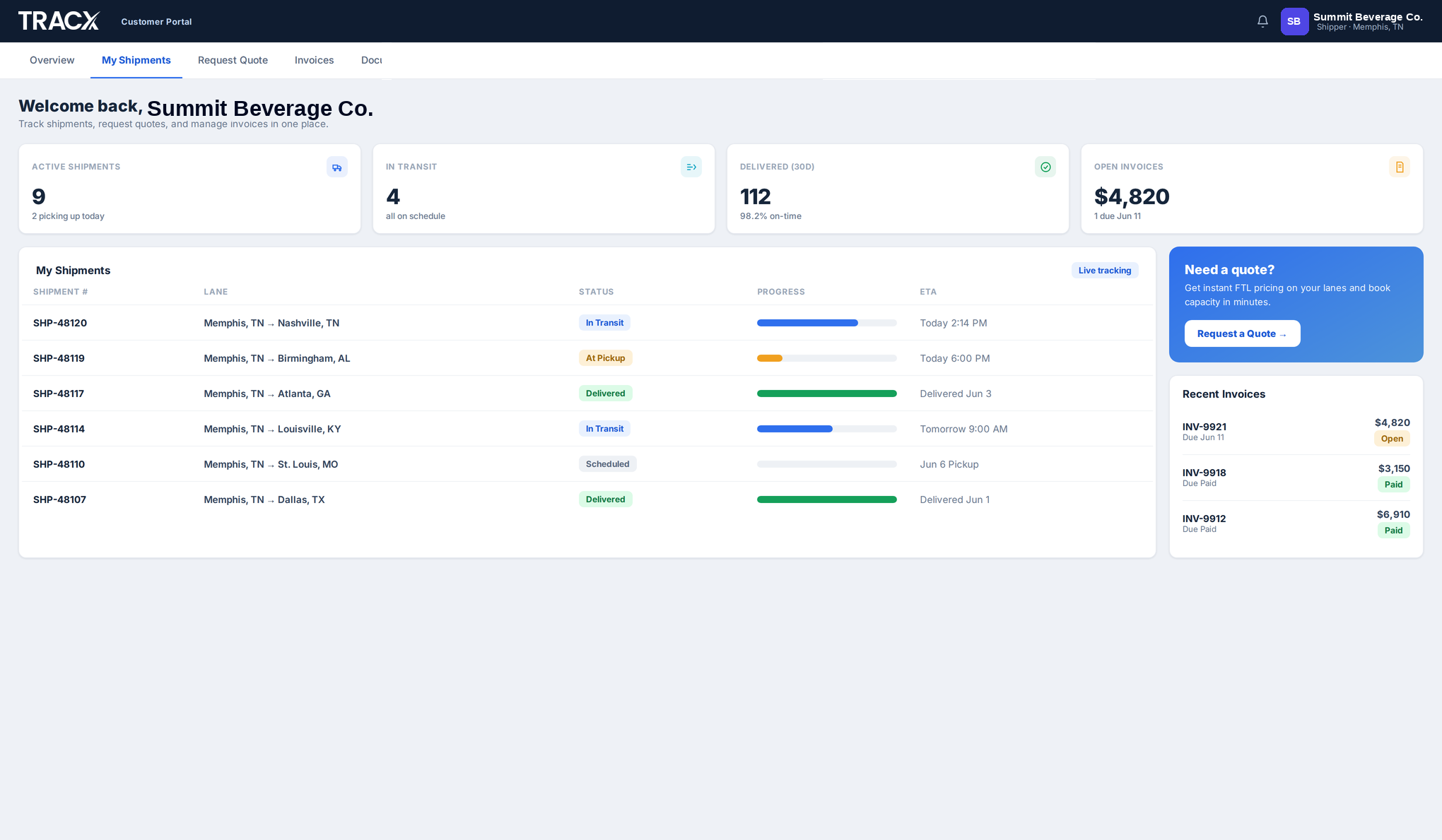 TMS Customer Portal