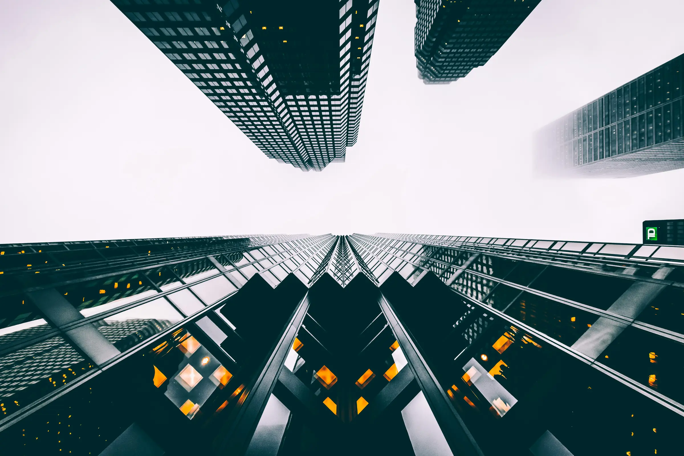 Commercial office towers in a city skyline
