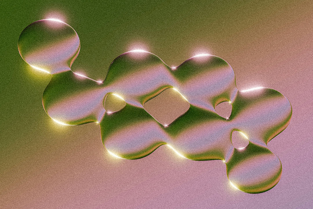 Abstract iridescent liquid-metal illustration for The GEO Show Live blog header