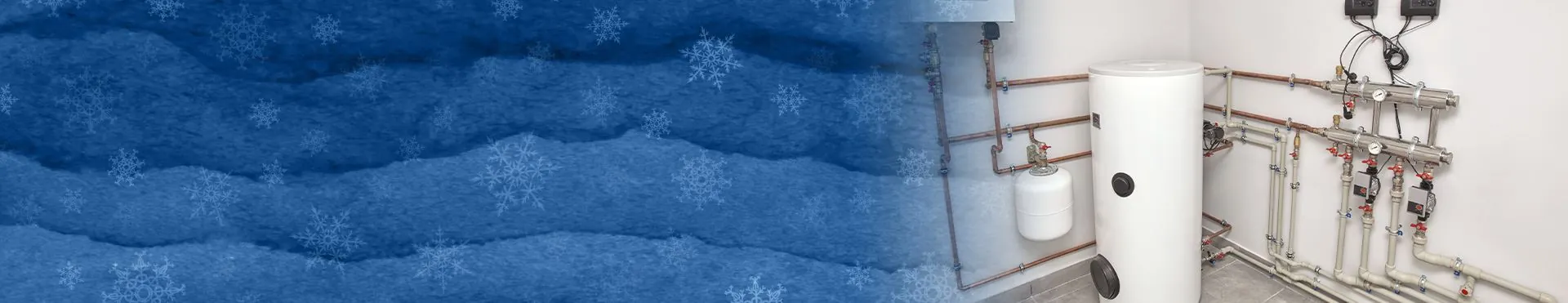 Heating system boiler with connected pipes and control valves mounted on a wall in a utility room.