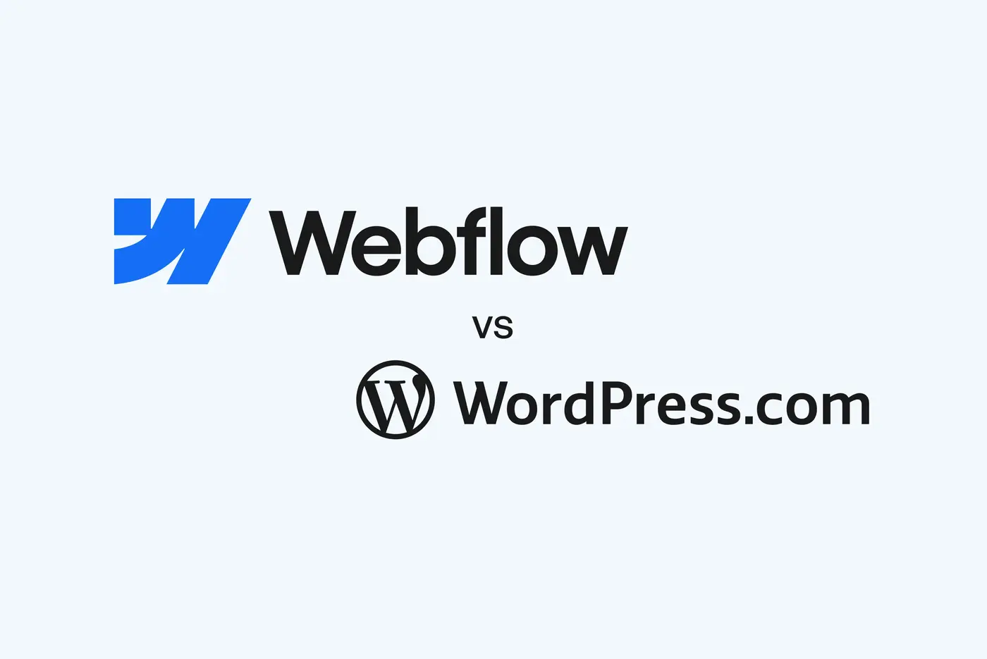 Napis webflow vs wordpress przy użyciu logotypów