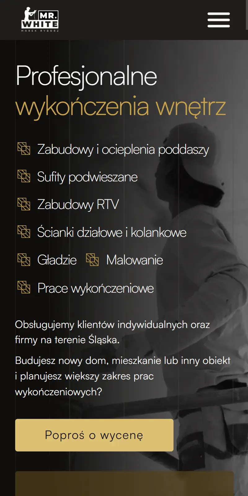 Mr White - sekcja hero strony głównej - telefon