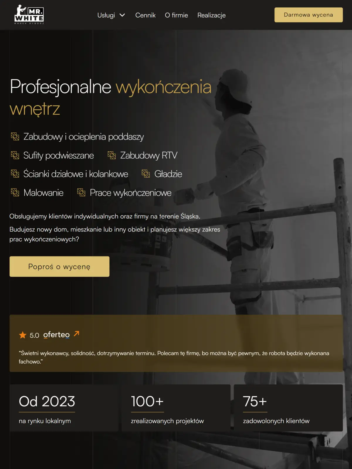 Mr White - sekcja hero strony głównej - tablet
